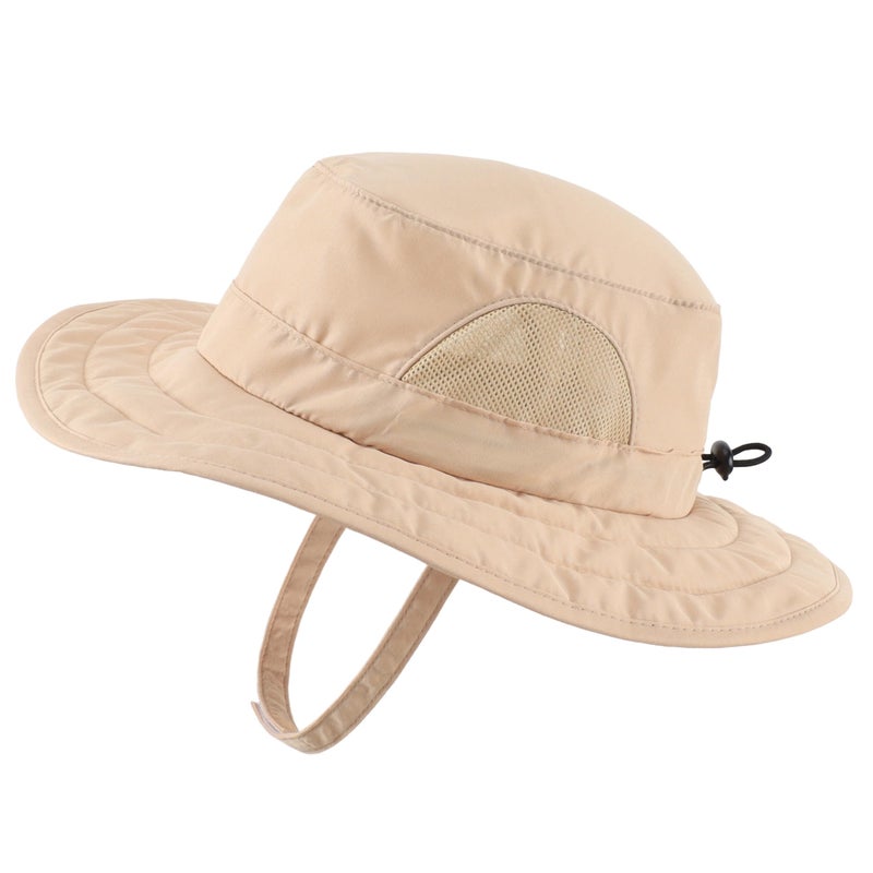 Connectyle Kids UPF 50+ Bucket Sun Hat UV Sun Protection Hats Wide Brim Summer Beach Hat Light Khaki - Image 1